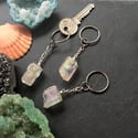 Iridescent Aura Quartz Crystal Keyring