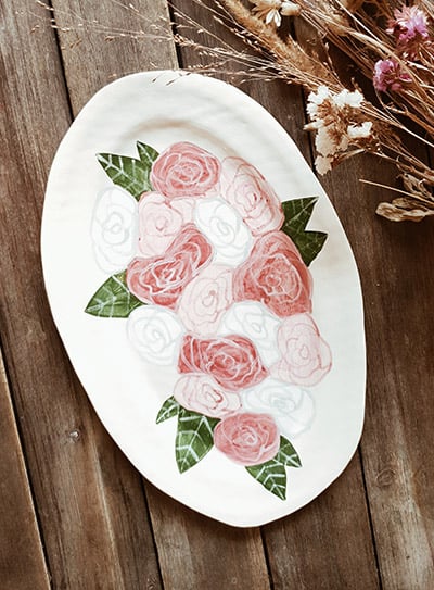 Image of Plat de présentation rose et vert