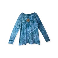 Image 1 of 1XL Ladies Long-Sleeve Stretch Tee in Seaside Geode Ice Dye