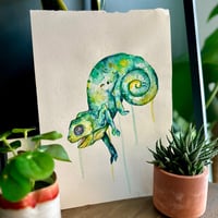 Chameleon watercolour painting 