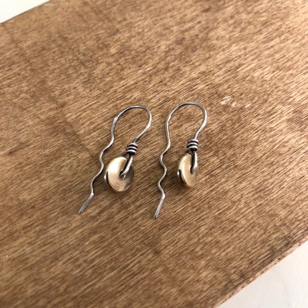 Image of Brass Button Earrings