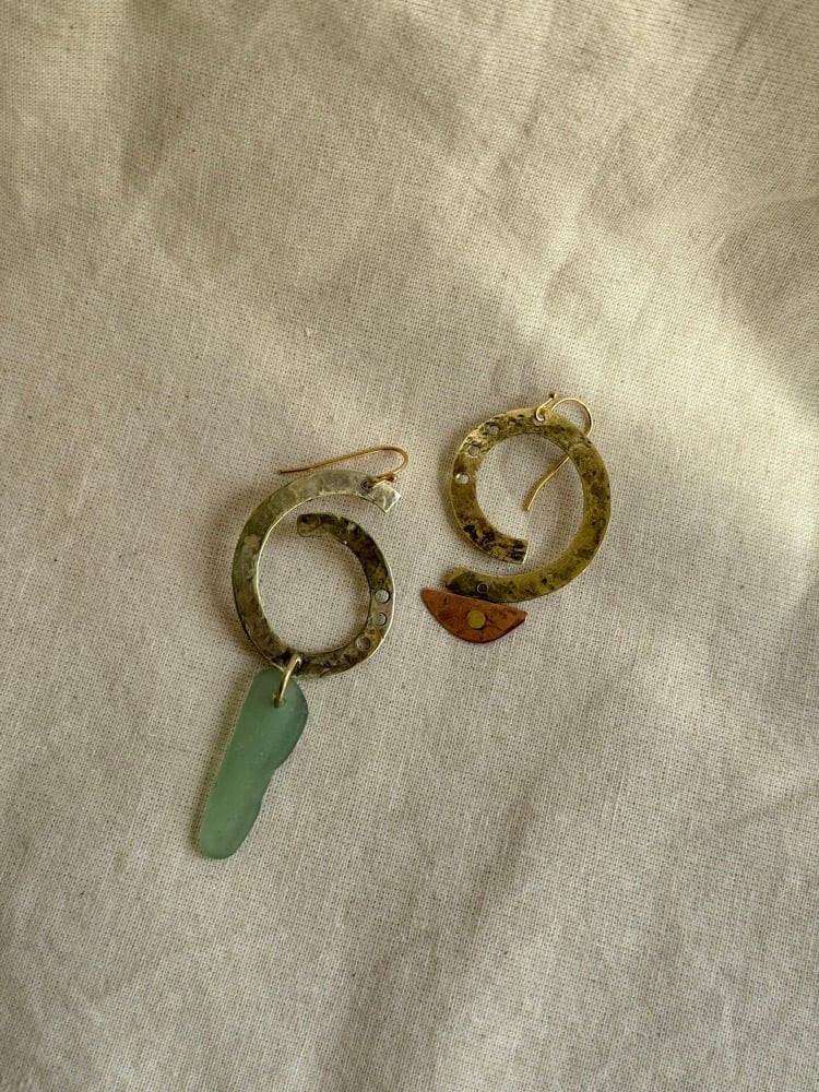 Image of Brass, copper earrings 