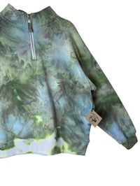 Image 4 of L Ladies Quarter-Zip Pullover in Luna Moth Watercolor Ice Dye