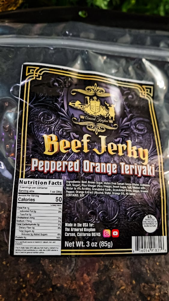 πThe Armored Kingdom Peppered Orange Teriyaki Beef Jerky π