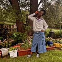 Image 1 of Denim Cargo Midi Skirt