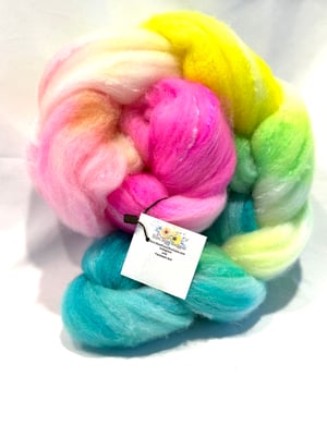 Targhee/ Bamboo/Tussah Silk 🍬” Skittles”