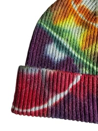 Image 2 of Adult Knit Cuff Beanie in Rainbow Geode Ice Dye