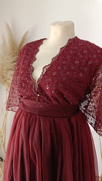 Image 3 of Burgundy dress for maternity photoshoot | Jenny | size S-M-L