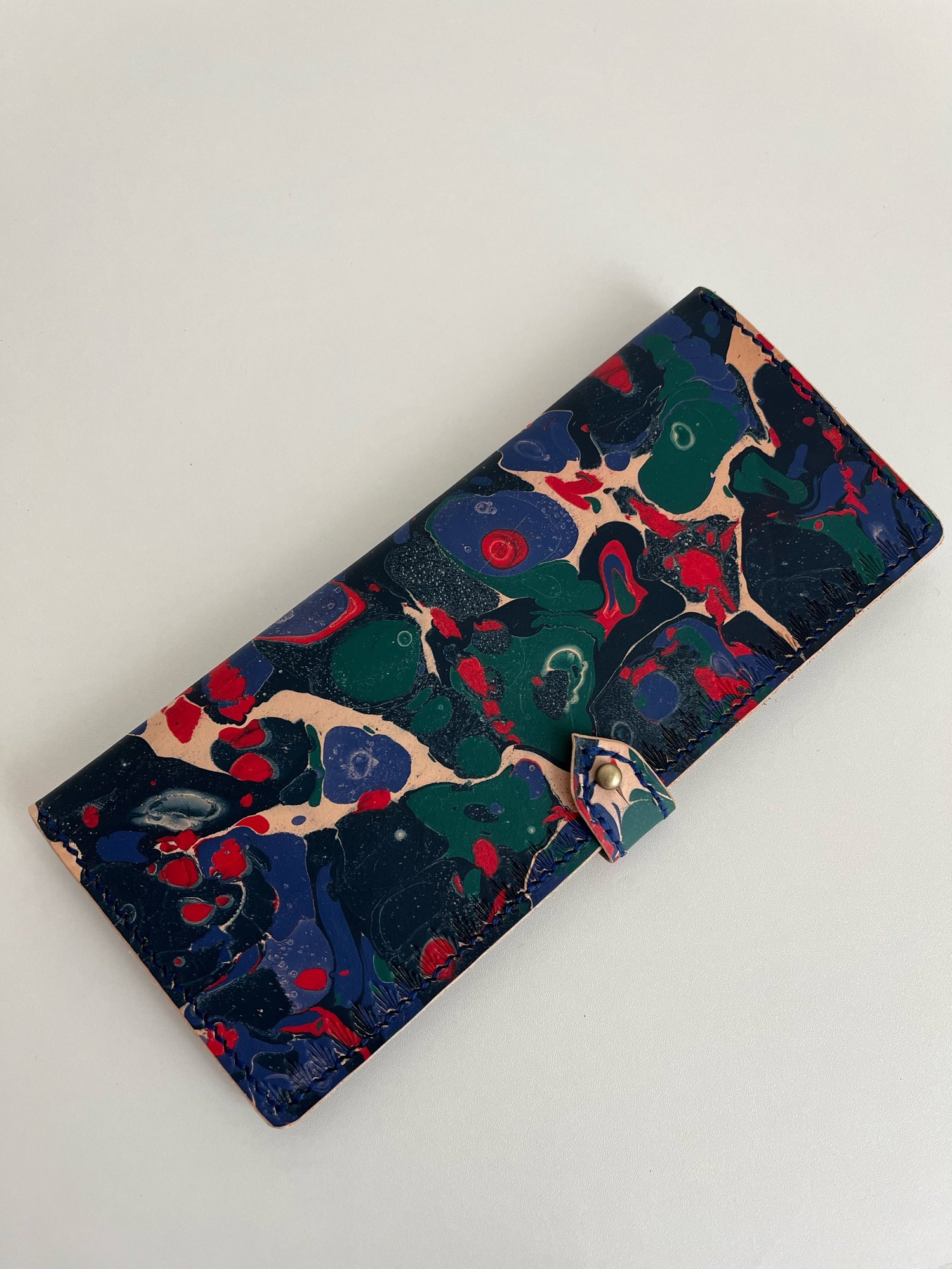 Image of Red/Blue/Green Marbled Long Wallet