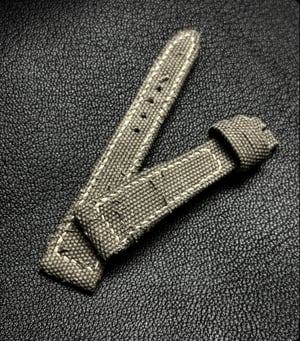 Image of Grey Sanded Canvas Watch Strap - Box Stitching
