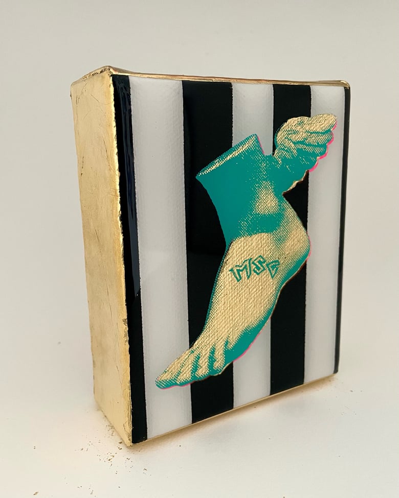 Image of MSG Tattoo (Hermes) Black/White Stripe Aqua/Gold leaf 