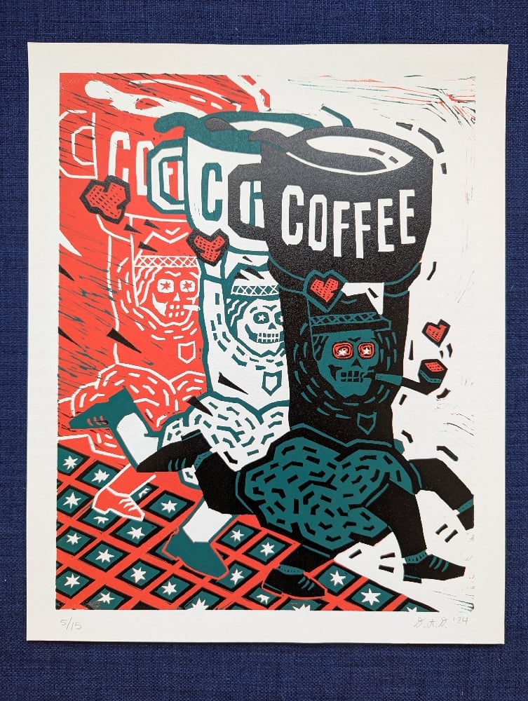 Untitled reduction linocut #33
