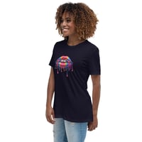 Image 3 of Women's Relaxed T-Shirt, Rainbow Lips Dripping Paint Retro Tee