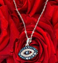Image 4 of All Diamond Evil Eye Pendant & Necklace