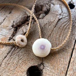 Image of Purple Spiral puka cone shell cap necklace