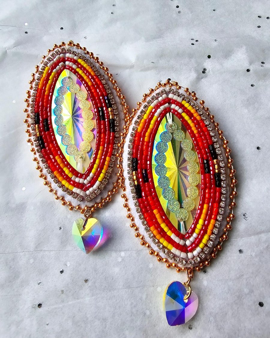 Image of Large rhinestone earrings 