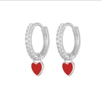 Rhinestone Red Heart Earrings 