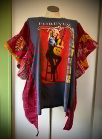 Upcycled Ruffled kantha sleeve “Dolly Parton” flannel tee