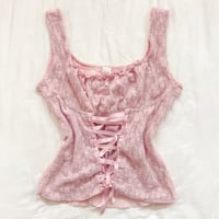 mesh corset tie tank top