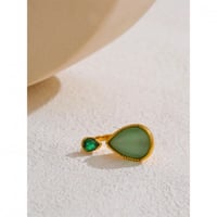 Image 2 of LEYA Natural Green Stone and Cubic Zirconia 18ct Gold Statement Ring 