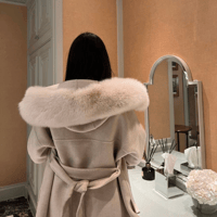 Image 3 of Beige Loro Coat With Fur Cuffs