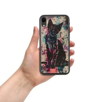 Image 1 of Colorful Watercolor Paint Splatters Black Cat Clear Case for iPhone®