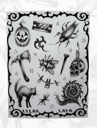 Image 1 of Spooky Flash Sheet (black and grey) 