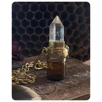 Image 3 of Running Hare Polished Quartz Solid Brass Bottle Necklace 