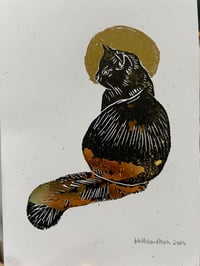 Fuzzy Black Cat-Gold Leaf