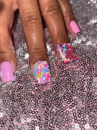 Image 4 of   Candy sprinkle gel  press on short Square nails, for adults teens and little girls