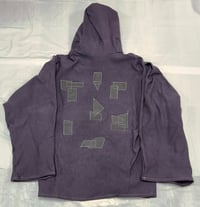 Image 2 of Cowhide Patchwork Cotton Fleece Hoodie (Midnight Blue/Clay)
