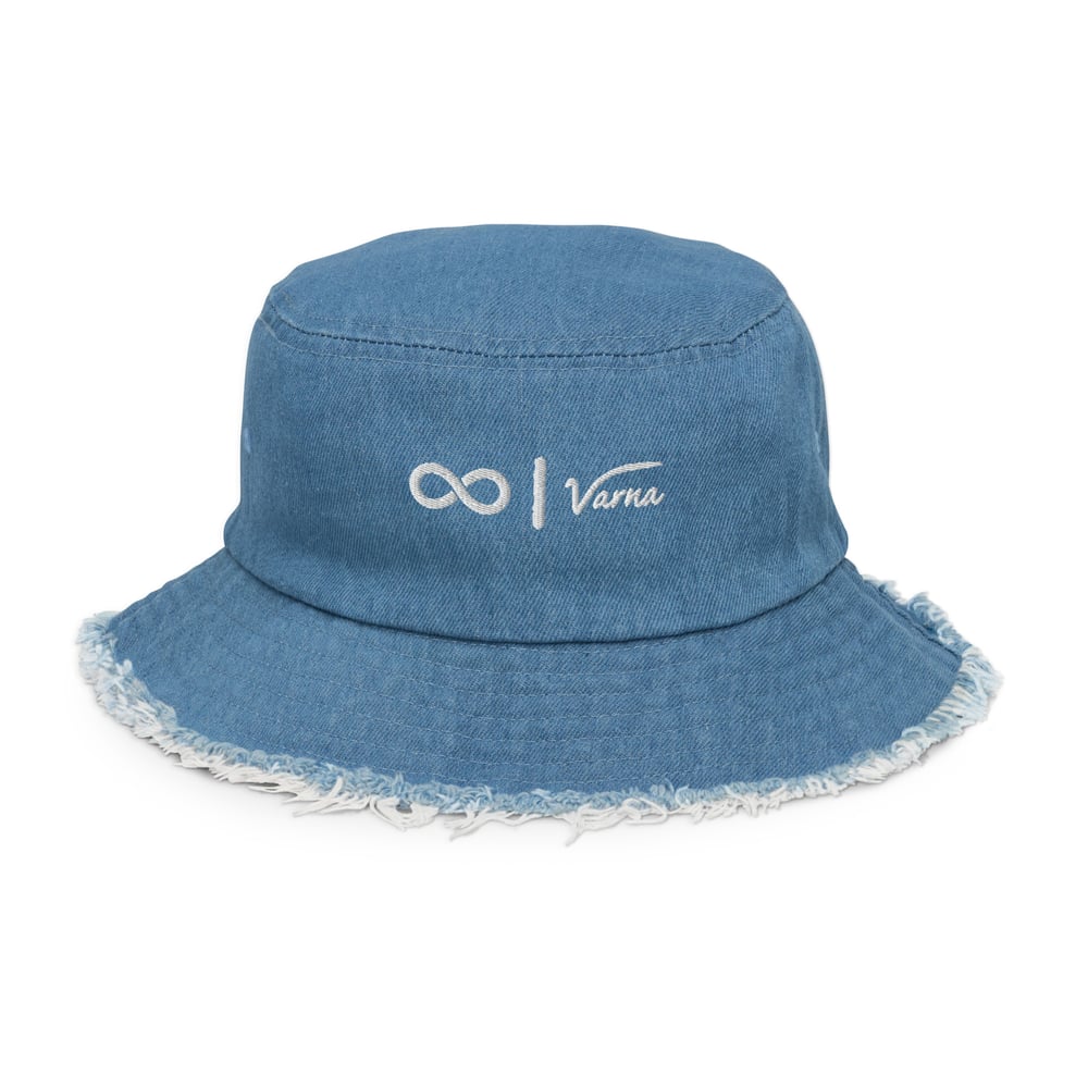 Image of VB - Distressed denim bucket hat
