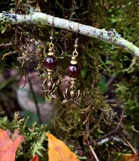 Image 2 of Garnet Mini Spiders Earring 