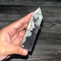 Image 4 of Black Flower Agate Tower 