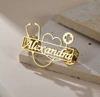 Image 2 of Custom Name Stethoscope brooch for Doctor or Nurse 