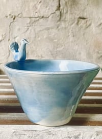 Image 1 of Animal Bowl - small pale blue peacock