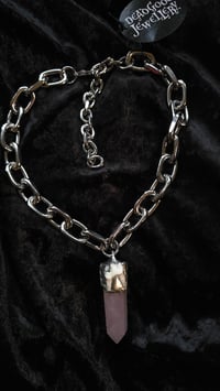 Image 7 of Fox tooth and rose quartz chunky chain 