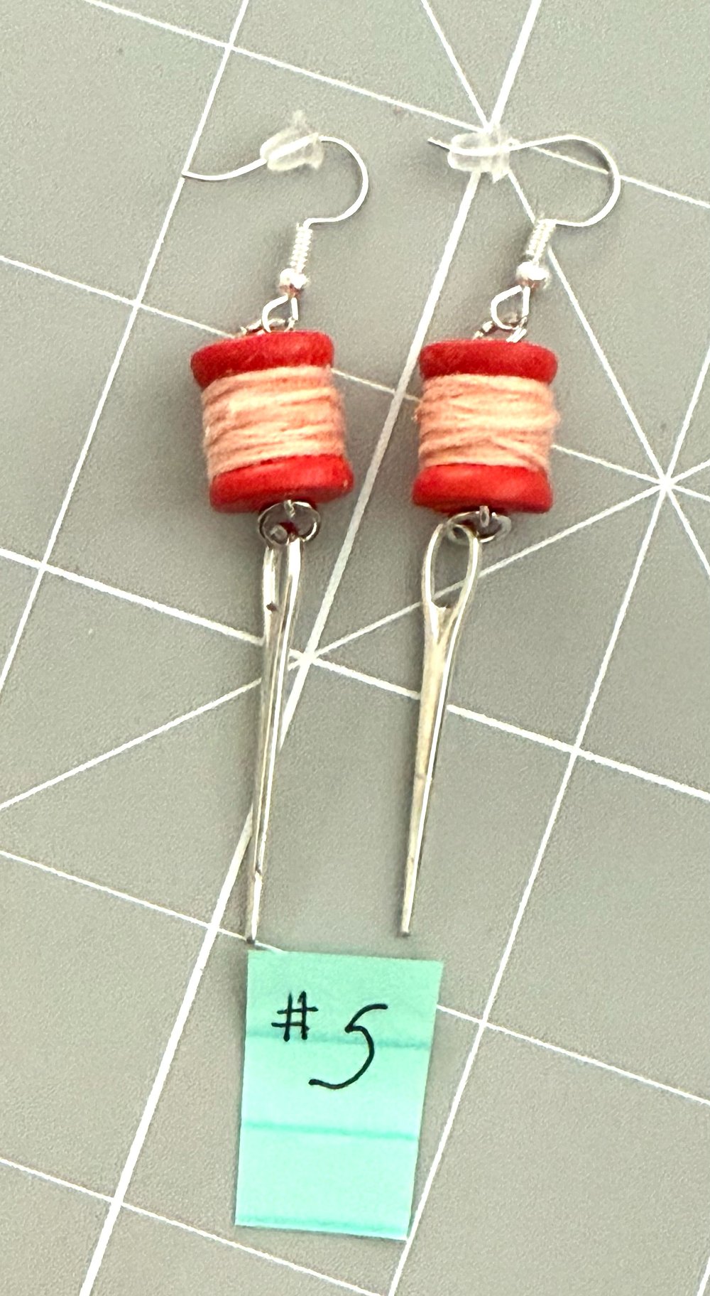 Image of Mini Thread Spool & Sewing Needle Earrings