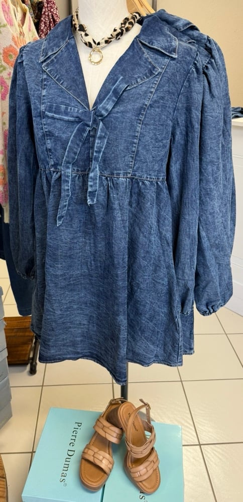 Image of Denim Bow Dress 