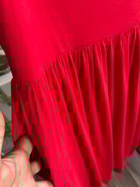 Image 2 of long red skirt with pockets 