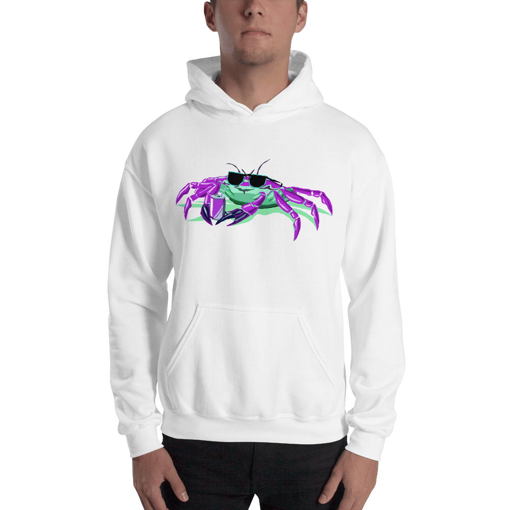 Download Cool Crab Hoodie (White) | Vivid Vaporwave