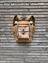 Image 1 of Waxed canvas backpack with roll up top and double bottle pocket COLLECTION UNISEX