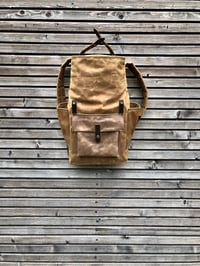 Image 5 of Waxed canvas backpack with roll up top and double bottle pocket COLLECTION UNISEX