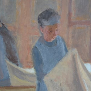 Image of Large 20thC Painting, 'The Housekeepers,' Mary Beresford Williams 