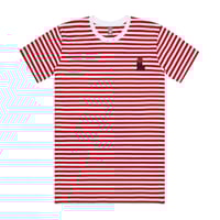 Men’s White/Red Striped Mascot Tee