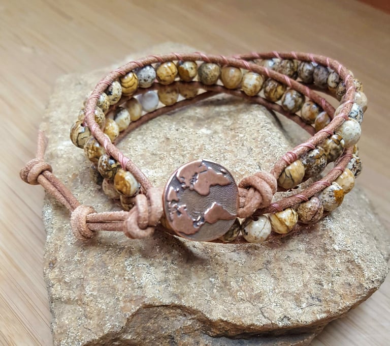 Light Brown Jasper Wrap Bracelet Image 2
