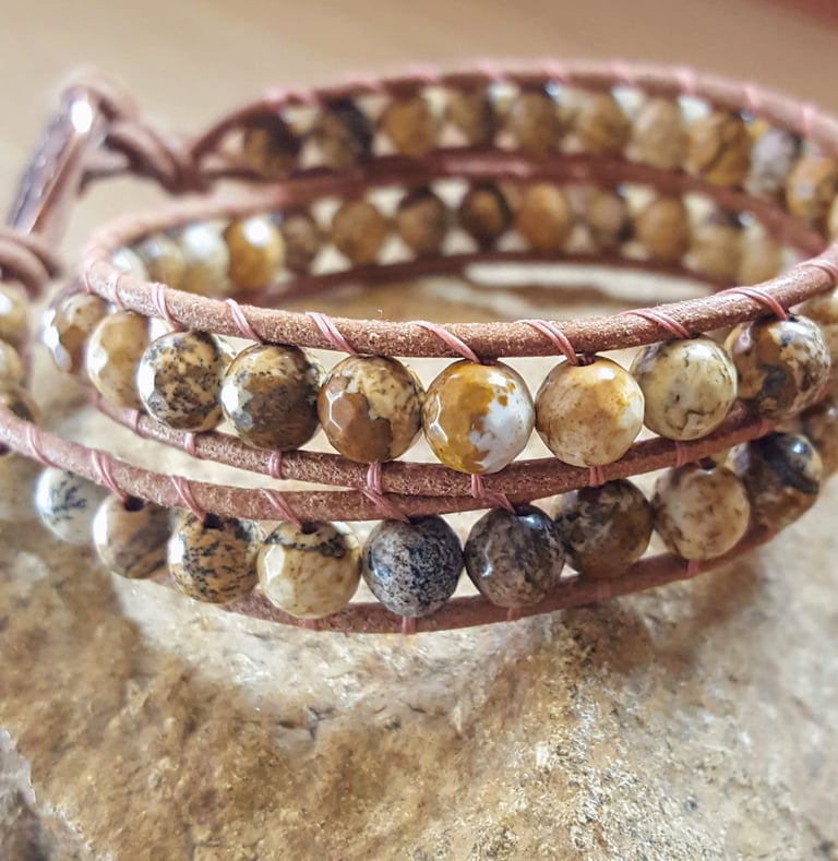 Light Brown Jasper Wrap Bracelet Image 3