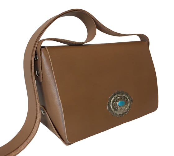 Image of Leather Cross Body Bag - Silver Concho
