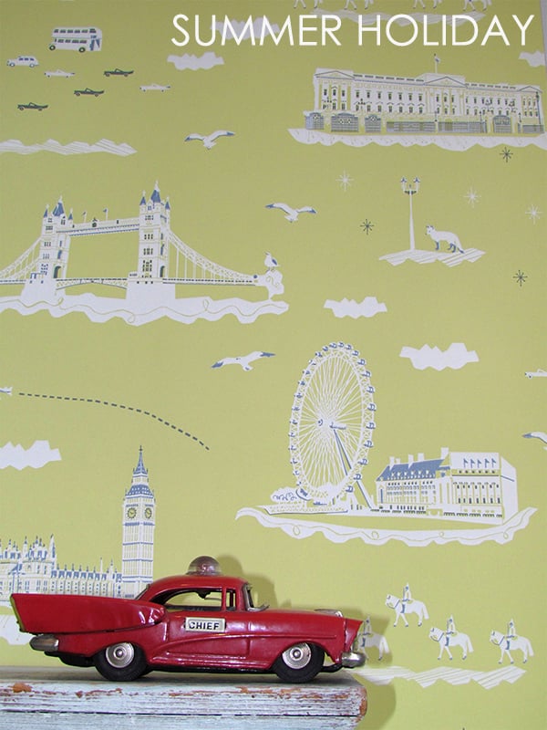 Image of WISH YOU WERE HERE IN LONDON WALLPAPER- SAMPLE SALE!
