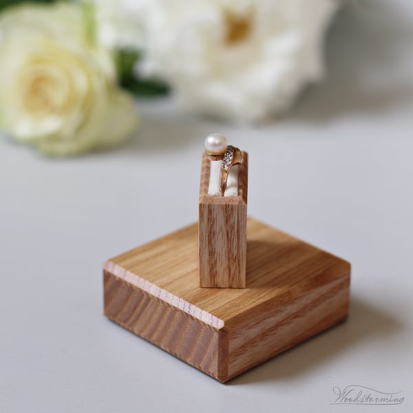 Image of Slim engagement ring box  - ash wood